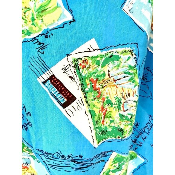 Vintage CLIO Hawaiian Blue Shirt Silk Medium - Picture 10 of 10